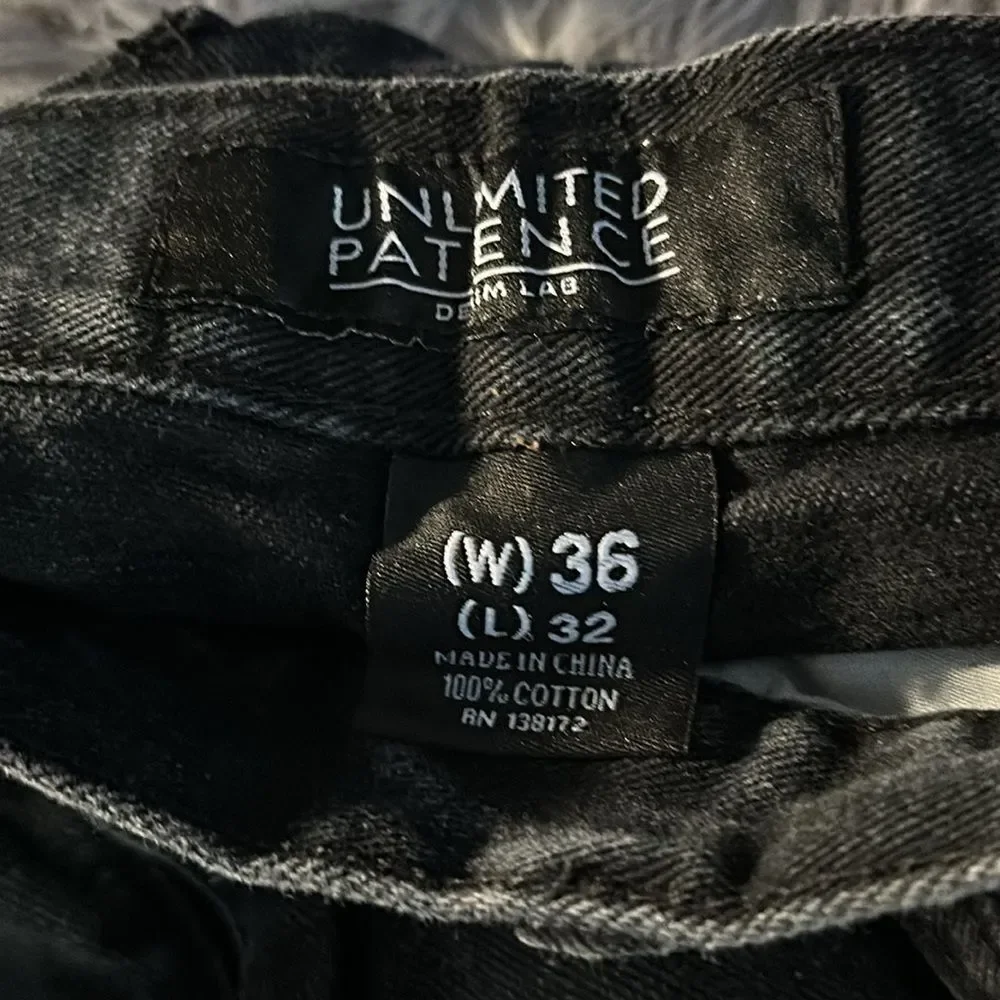 Unlimited Patience Men’s Black Jeans Size 36x32 Straight Leg Denim Pants
